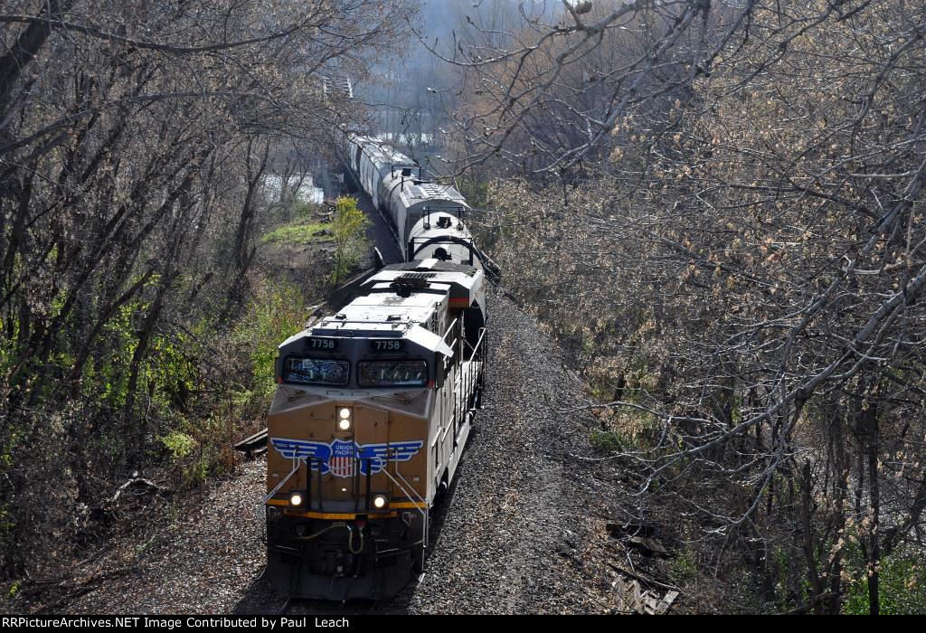 Eastbound manifest comes off the bridge